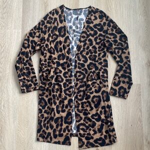 Ouges Leopard Print Open Front Cardigan